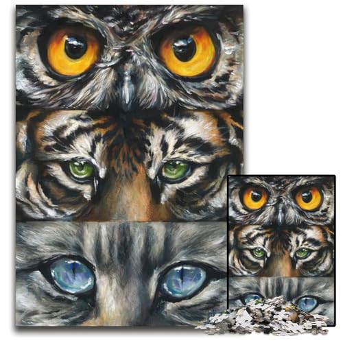 TieraugenPuzzle 1000 Teile Puzzle für Erwachsene GehirnHerausforderung Teenager Heimdekoration 1000 Teile (38 x 26 cm) von mowenbingpeng