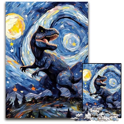 Tyrannosaurus Rex Nacht 1000teiliges Puzzle Puzzles anspruchsvolles Denkspiel entspannendes Spielzeug für Teenager 1000 Teile (75 x 50 cm) von mowenbingpeng