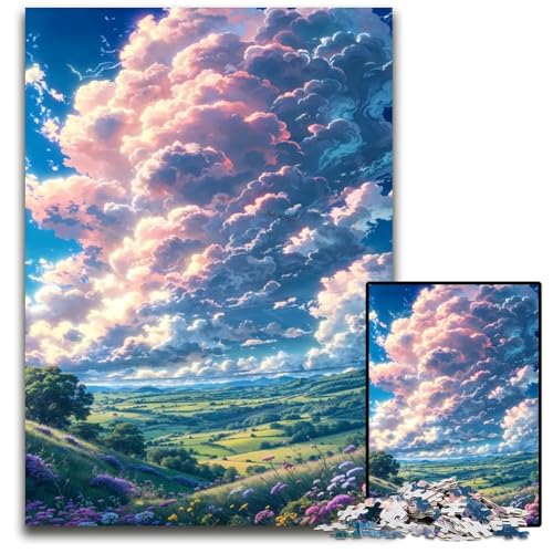 Verträumte Blumenhimmellandschaft 1000teiliges Puzzle anspruchsvolles Denkspiel entspannendes Spielzeug für Teenager 1000 Teile (38 x 26 cm) von mowenbingpeng