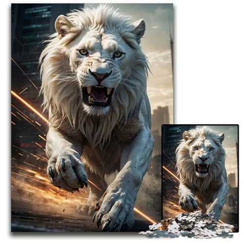 Weißer Löwe 1000teiliges Puzzle Puzzle für Erwachsene DIYDekoration GehirnHerausforderung für Erwachsene FamilienUrlaubsgeschenk 1000 Teile (75 x 50 cm) von mowenbingpeng