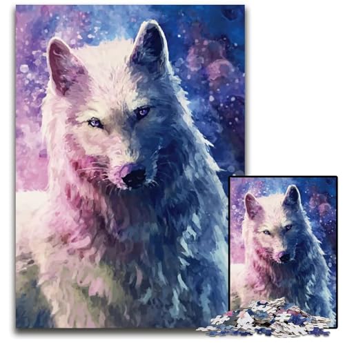 White Wolf Art Puzzle 1000 Teile für Erwachsene Puzzles anspruchsvolles Denkspiel entspannendes Spielzeug für Teenager 1000 Teile (38 x 26 cm) von mowenbingpeng