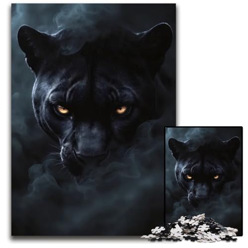 Wild Panther Halloween Puzzle 1000 Teile für Erwachsene Puzzles für Erwachsene Geschenk für Männer und Frauen Alltag & besondere Anlässe 1000 PCS (38x26cm) von mowenbingpeng