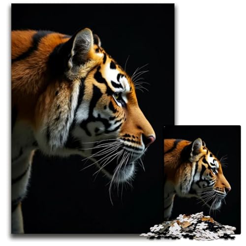 Wild Tiger Portrait 1000teiliges Puzzle Holzpuzzle für Erwachsene Geburtstagsgeschenkidee anspruchsvolles Denkspiel 1000 Teile (38 x 26 cm) von mowenbingpeng