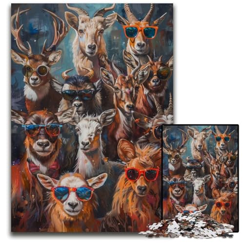 Wilde Coole Tiere malen 1000teiliges Puzzle schwierige Puzzles für Erwachsene Familienspaß Aktivität GehirnHerausforderung Teenager 1000 Teile (38 x 26 cm) von mowenbingpeng