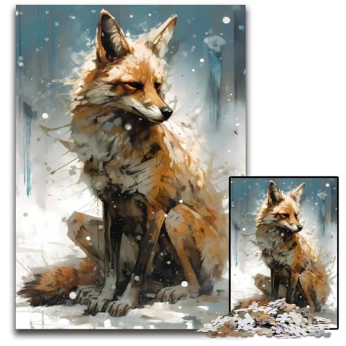 WinterfuchsPuzzle 1000 Teile Holzpuzzle für Erwachsene DIYHeimdekoration Geschenk Denksportspiel 1000 Teile (75 x 50 cm) von mowenbingpeng