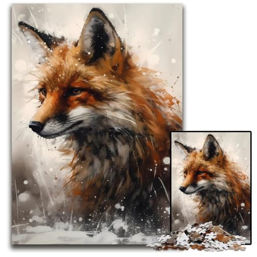 WinterfuchsPuzzle 1000 Teile Holzpuzzle für Erwachsene DIYHeimdekoration Geschenk Denksportspiel 1000 Teile (75 x 50 cm) von mowenbingpeng