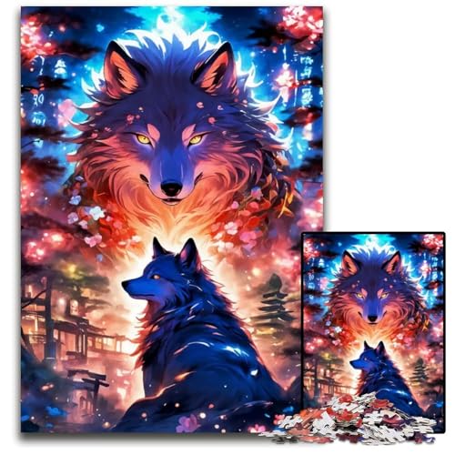 Wolf Japan Landschaftspuzzle 1000 Teile für Erwachsene Holzpuzzle Bunte Heimdekoration und interaktives Familienspiel 1000 Teile (75 x 50 cm) von mowenbingpeng