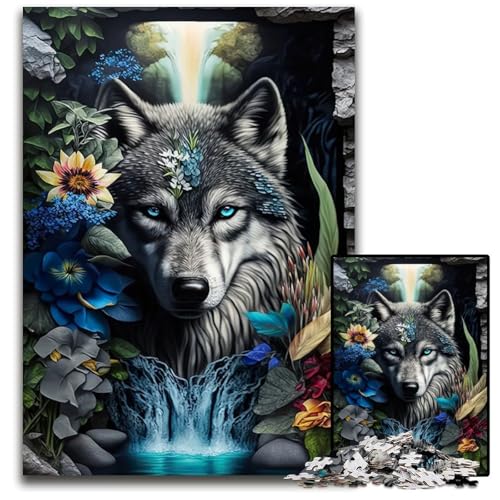 Wolf im MandalaDschungelPuzzle für Erwachsene 1000teiliges Holzpuzzle Denksportspiel für Teenager 1000 Teile (75 x 50 cm) von mowenbingpeng