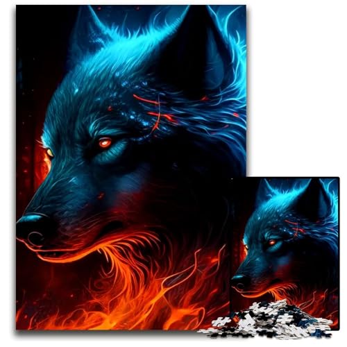 WolfPuzzle für Erwachsene 1000teiliges Holzpuzzle für Erwachsene perfekt für Teenager und zur Heimdekoration 1000 Teile (75 x 50 cm) von mowenbingpeng