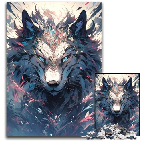 WolfPuzzle mit 1000 Teilen. Entspannen und herausfordern. Bunte Heimdekorationskunst Freunde. 1000 Teile (75 x 50 cm) von mowenbingpeng