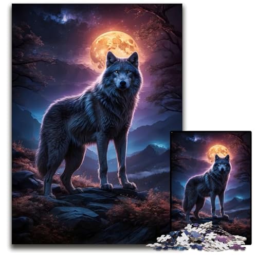WolfWerwolfPuzzle mit 1000 Teilen. Entspannen und herausfordern. Bunte Heimdekorationskunst Freunde. 1000 Teile (75 x 50 cm) von mowenbingpeng