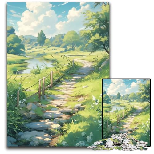 Wunderbares AnimeNaturPuzzle für Erwachsene 1000teiliges Holzpuzzle Denkspiel für Teenager 1000 Teile (38 x 26 cm) von mowenbingpeng