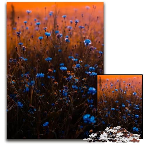Xuyen Chi Blaue Blume Puzzle 1000 Teile für Erwachsene Puzzles Herausforderndes Denkspiel Entspannendes Spielzeug für Teenager 1000 PCS (38x26cm) von mowenbingpeng