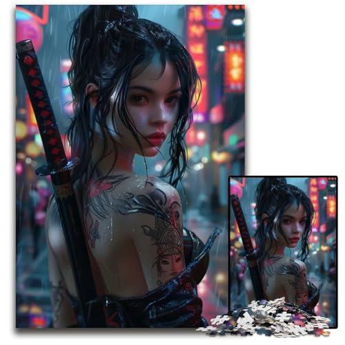 Yakuza Girl Beauty Puzzle 1000 Teile für Erwachsene Puzzles anspruchsvolles Denkspiel entspannendes Spielzeug für Teenager 1000 Teile (38 x 26 cm) von mowenbingpeng