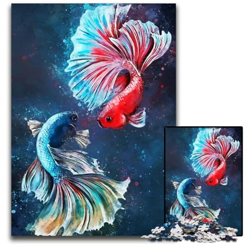 Yan Yin Fish 1000teiliges Puzzle Holzpuzzle für Erwachsene Geburtstagsgeschenkidee anspruchsvolles Denkspiel 1000 Teile (38 x 26 cm) von mowenbingpeng