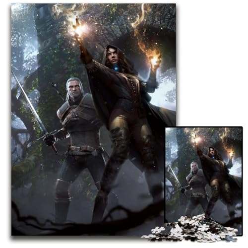 Yennefer und Geralt Puzzle für Erwachsene 1000 Teile Holzpuzzle Denksportspiel für Teenager 1000 Teile (75 x 50 cm) von mowenbingpeng