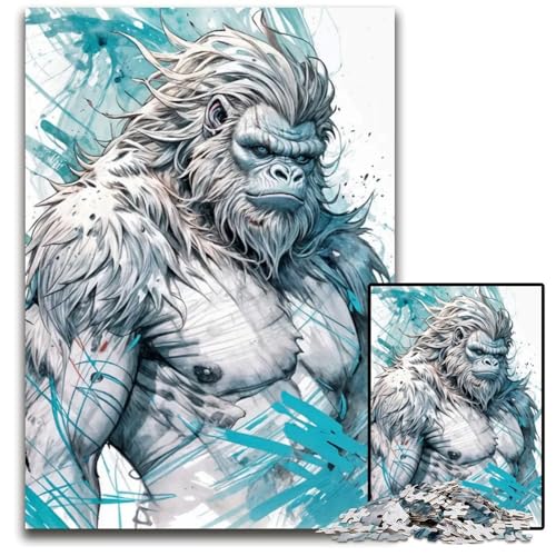 YetiIllustrationPuzzle für Erwachsene 1000teiliges Holzpuzzle Denkspiel für Teenager 1000 Teile (75 x 50 cm) von mowenbingpeng