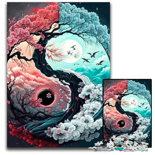 Yin und Yang Mondfinsternis 1000teiliges Puzzle Holzpuzzle für Erwachsene DIY Heimdekoration Geschenk Denkspiel 1000 PCS (75 x 50 cm) von mowenbingpeng