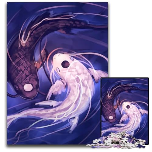 YinYangFischPuzzle 1000 Teile für Erwachsene Puzzle anspruchsvolles Denkspiel entspannendes Spielzeug für Teenager 1000 Teile (75 x 50 cm) von mowenbingpeng