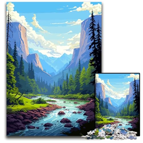 Yosemite View Pixel Art 1000teiliges Puzzle Puzzles für Erwachsene DIYDekoration GehirnHerausforderung für Erwachsene Familienurlaubsgeschenk 1000 Teile (75 x 50 cm) von mowenbingpeng