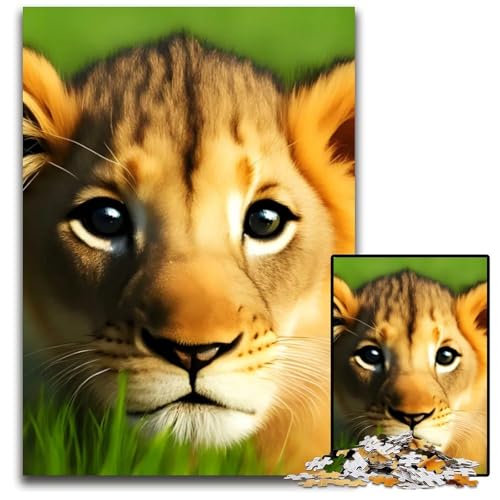 Young Lion Art 1000teiliges Puzzle Holzpuzzle für Erwachsene Geburtstagsgeschenkidee anspruchsvolles Denkspiel 1000 Teile (38 x 26 cm) von mowenbingpeng