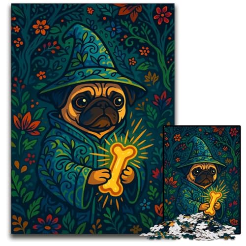 ZaubererMops mit magischem Knochen FantasyThema süße VintageKunstillustration Puzzle 1000 Teile für Erwachsene anspruchsvolles Denkspiel entspannendes Spielzeug für Teenager 1000 Teile (75 x 50 cm) ZaubererMops mit magischem Knochen FantasyThema süße VintageKunstillustration Puzzle 1000 Teile für Erwachsene anspruchsvolles Denkspiel entspannendes Spielzeug für Teenager 1000 Teile (75 x 50 cm) von mowenbingpeng