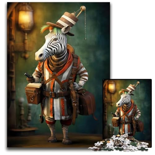 Zebra Traveler Art Puzzle 1000 Teile für Erwachsene Puzzles anspruchsvolles Denkspiel entspannendes Spielzeug für Teenager 1000 Teile (75 x 50 cm) von mowenbingpeng