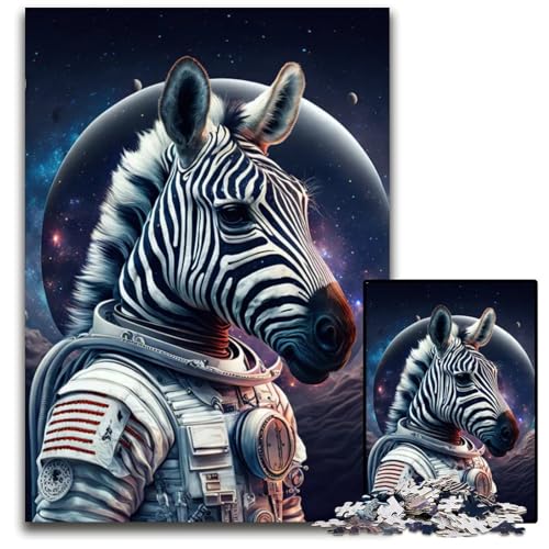 ZebraAstronautenPuzzle für Erwachsene 1000 Teile unmögliches Puzzle für Erwachsene Weihnachten Halloween Ostern Neujahr 1000 Teile (38 x 26 cm) von mowenbingpeng