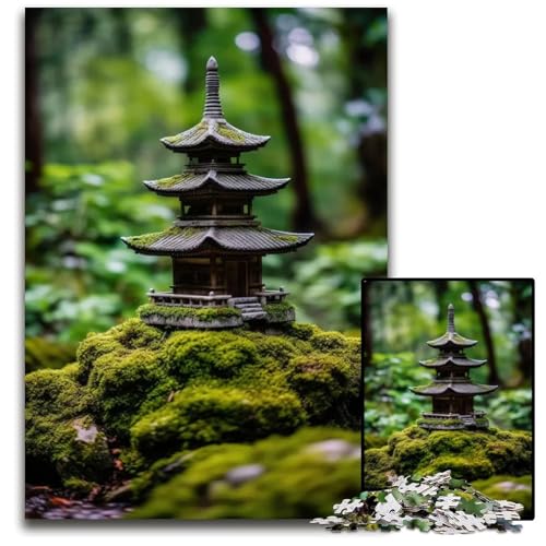 ZenPuzzle mit japanischem Pagodentempel 1000 Teile Holzpuzzle für Erwachsene Geburtstagsgeschenkidee anspruchsvolles Denkspiel 1000 Teile (38 x 26 cm) von mowenbingpeng