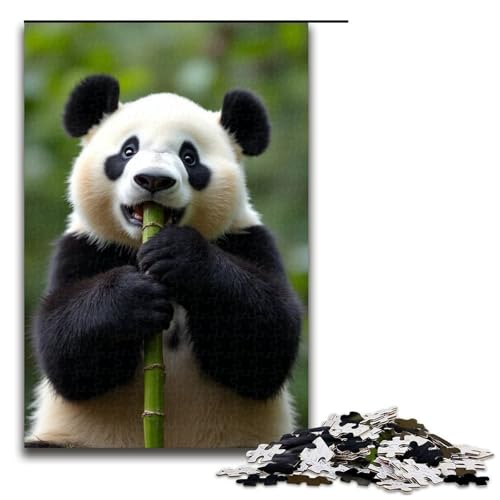 für Erwachsene 1000-teiliges Panda-essendes Bambus-Puzzle für Erwachsene Holzpuzzle schwierig und herausfordernd 1000 Teile (75 x 50 cm) von mowenbingpeng