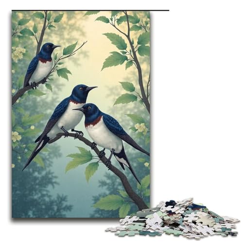 für Erwachsene 1000-teiliges Puzzle Ruhende Schwalbe Holzpuzzle schwierig und herausfordernd 1000 Teile (75 x 50 cm) von mowenbingpeng