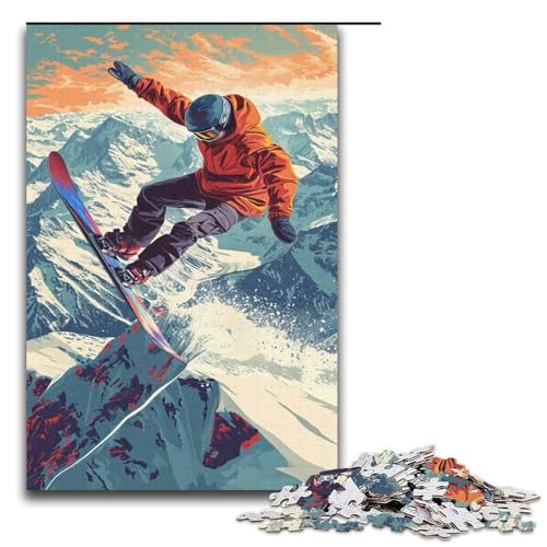 für Erwachsene 1000 teiliges Snowboard Puzzle für Erwachsene Holzpuzzle schwierig und herausfordernd 1000 Teile (38 x 26 cm) von mowenbingpeng