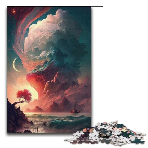 für Erwachsene 1000-teiliges farbenfrohes Fantasielandschafts-Puzzle für Erwachsene schwieriges und herausforderndes Papierpuzzle 1000 Teile (38 x 26 cm) von mowenbingpeng