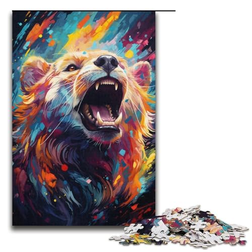 für Erwachsene 1000-teiliges farbenfrohes psychedelisches Tier-Puzzle für Erwachsene schwieriges und herausforderndes Holzpuzzle 1000 Teile (38 x 26 cm) von mowenbingpeng