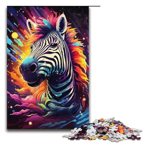 für Erwachsene 1000-teiliges farbiges Zebra-Puzzle für Erwachsene schwieriges und herausforderndes Holzpuzzle 1000 Teile (38 x 26 cm) von mowenbingpeng