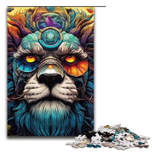 für Erwachsene 1000-teiliges psychedelisches Löwen-Puzzle für Erwachsene schwieriges und herausforderndes Holzpuzzle 1000 Teile (75 x 50 cm) von mowenbingpeng