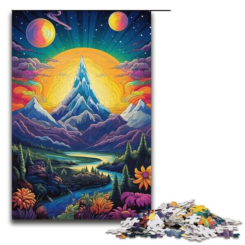 für Erwachsene Puzzle „Colorful Valley“ 1000-teiliges Holzpuzzle für Erwachsene und Kinder ab 12 Jahren 1000 Teile (38 x 26 cm) von mowenbingpeng