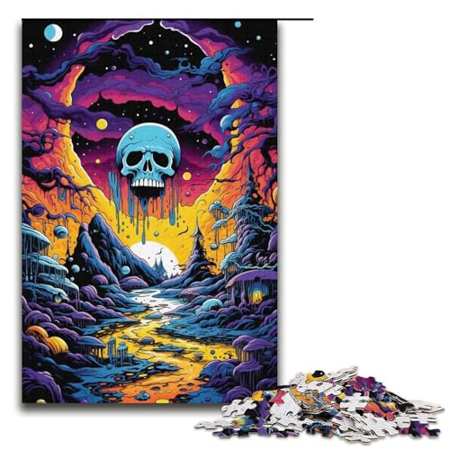 für Erwachsene Puzzle „Doodle Colorful Landscape“ 1000-teiliges Holzpuzzle für Erwachsene und Kinder ab 12 Jahren 1000 Teile (38 x 26 cm) von mowenbingpeng