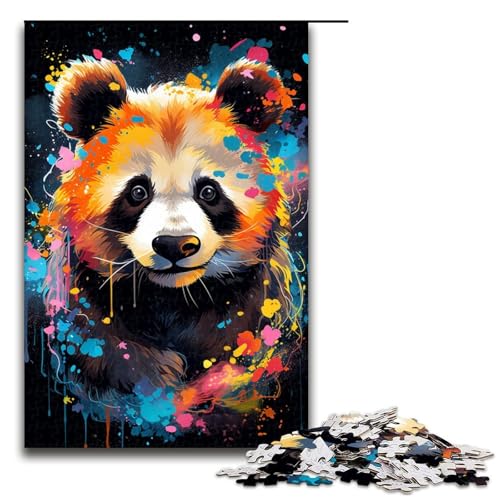 für Erwachsene Puzzle Fantasy Bunter Panda 1000-teiliges Holzpuzzle für Erwachsene und Kinder ab 12 Jahren 1000 PCS (75 x 50 cm) von mowenbingpeng