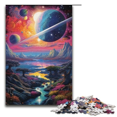 für Erwachsene Puzzle Fantasy Bunter Planet 1000-teiliges Holzpuzzle für Erwachsene und Kinder ab 12 Jahren 1000 PCS (38 x 26 cm) von mowenbingpeng