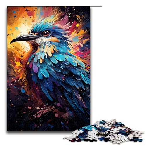 für Erwachsene Puzzle Farbmalerei Spatz 1000-teiliges Holzpuzzle für Erwachsene und Kinder ab 12 Jahren 1000 Teile (75 x 50 cm) von mowenbingpeng