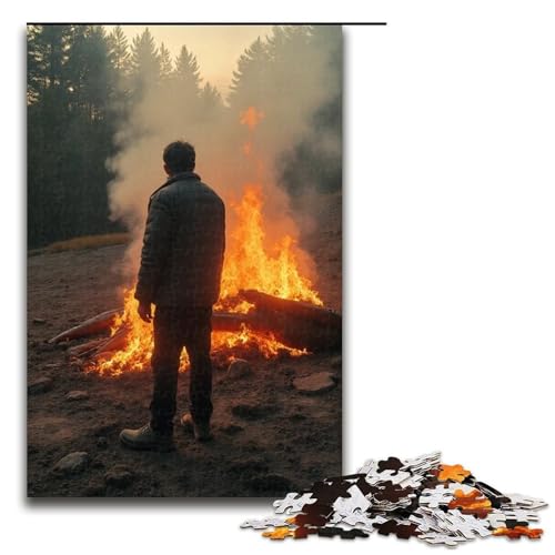 für Erwachsene Puzzle Feuer 1000 Teile Holzpuzzle für Erwachsene und Kinder ab 12 Jahren 1000 Teile (75 x 50 cm) von mowenbingpeng