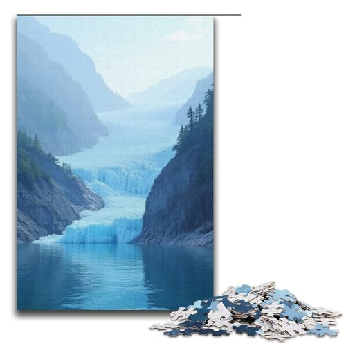 für Erwachsene Puzzle Flussgletscher 1000-teiliges Holzpuzzle für Erwachsene und Kinder ab 12 Jahren 1000 PCS (38 x 26 cm) von mowenbingpeng