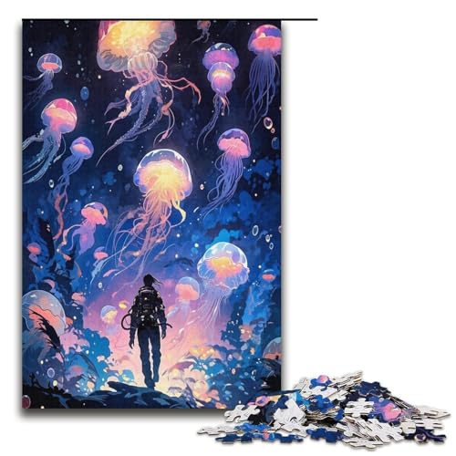 für Erwachsene Puzzle Jellyfish World 1000 teiliges Holzpuzzle für Erwachsene und Kinder ab 12 Jahren 1000 PCS (38 x 26 cm) von mowenbingpeng