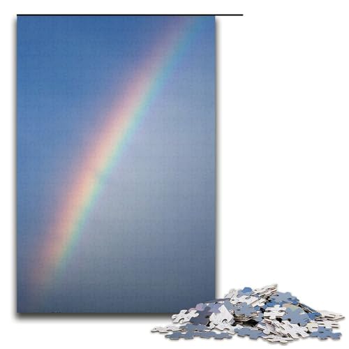für Erwachsene Puzzle Regenbogen am Himmel 1000-teiliges Holzpuzzle für Erwachsene und Kinder ab 12 Jahren 1000 Teile (38 x 26 cm) von mowenbingpeng