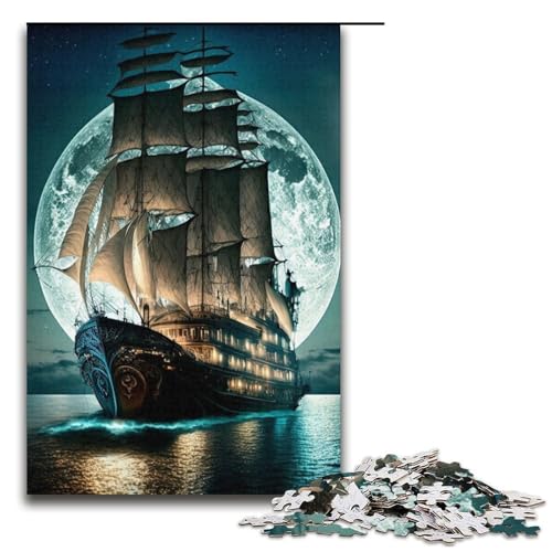 für Erwachsene Puzzle Segelpiratenschiff 1000-teiliges Papierpuzzle für Erwachsene und Kinder ab 12 Jahren 1000 PCS (38 x 26 cm) von mowenbingpeng