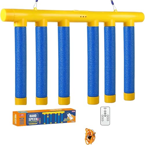 Reflex Challenge Game, Hand Eye Coordination, Reaction Training, 3 Adjustable Speeds, Upgrade Remote Control, Falling Sticks Catching Game for Kids Adults (Blue) von moytarcp