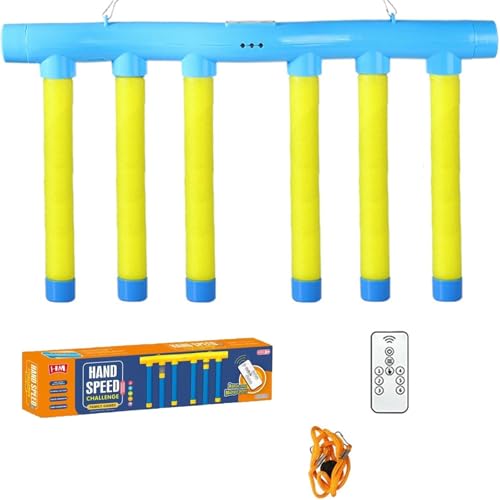 Reflex Challenge Game, Hand Eye Coordination, Reaction Training, 3 Adjustable Speeds, Upgrade Remote Control, Falling Sticks Catching Game for Kids Adults (Yellow) von moytarcp