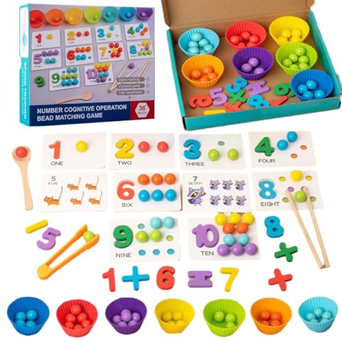 moytarcp Montessori Arithmetic Math Toy Set - Colorful Beads, Chopsticks, Silicone Digital Learning with Beads, Montessori Silicone Digital Toy, Number Blocks, Daily Number Match (1set) von moytarcp