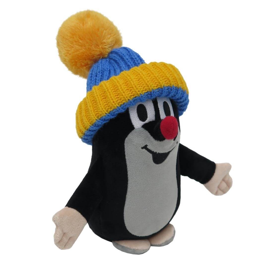 Der kleine Maulwurf, stehend, 20cm Mütze gelb-blau Der kleine Maulwurf, stehend, 20cm Mütze gelb-blau von munabo